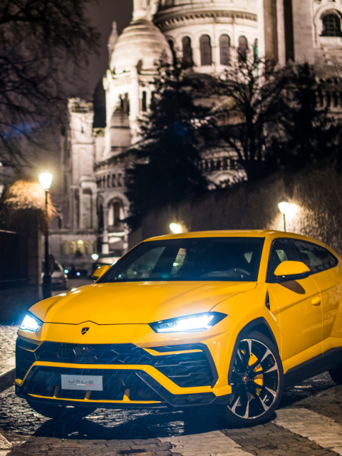 Fondo de pantalla Yellow Lamborghini Urus Super SUV 480x640