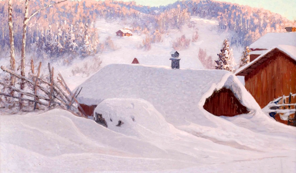 Screenshot №1 pro téma Anshelm Schultzberg Winter Landscape 1024x600