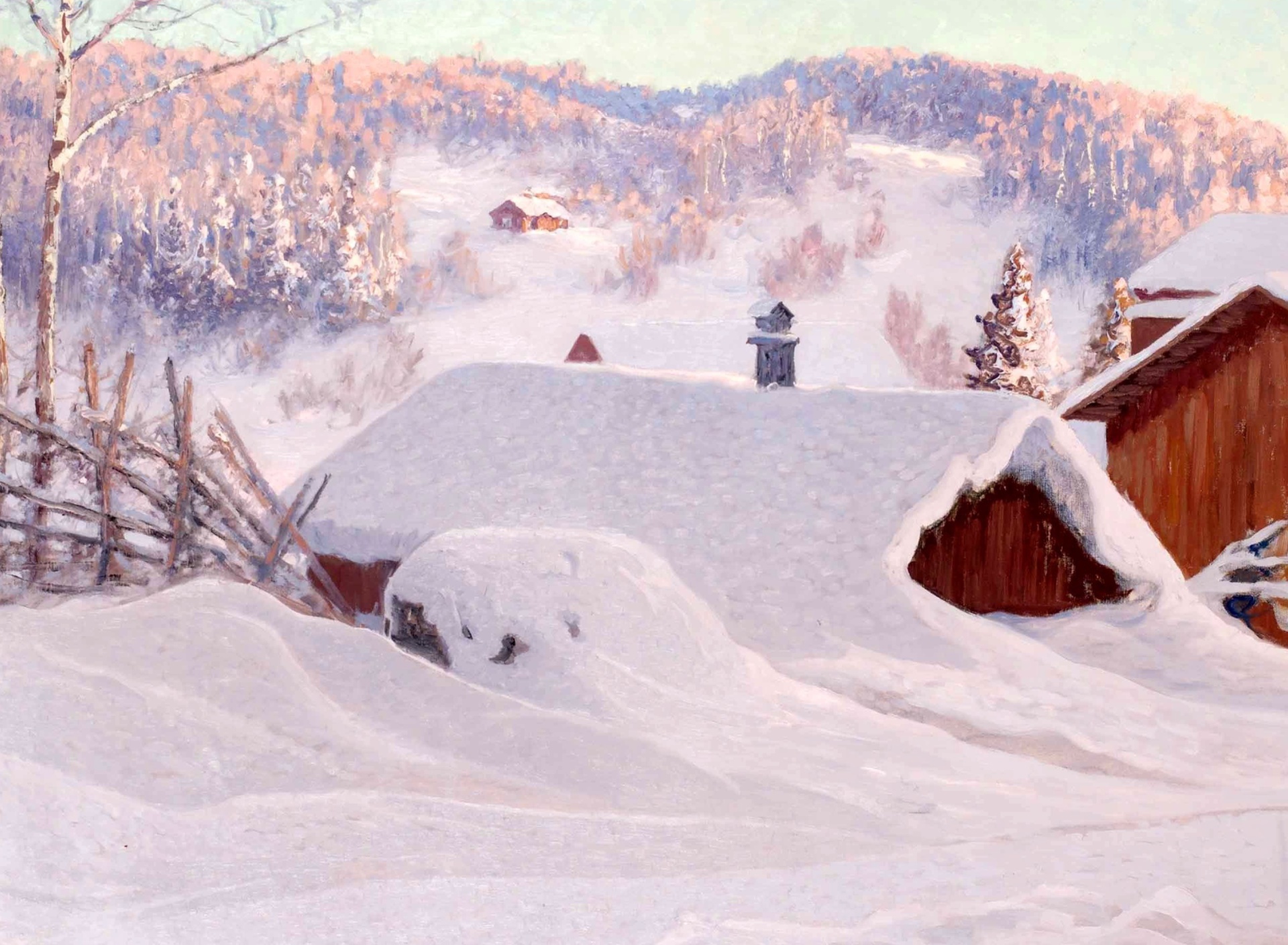 Das Anshelm Schultzberg Winter Landscape Wallpaper 1920x1408