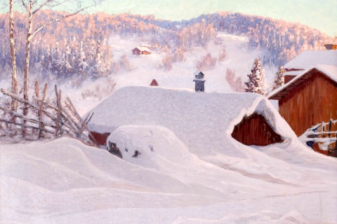 Das Anshelm Schultzberg Winter Landscape Wallpaper 480x320