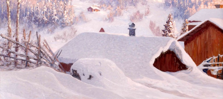 Das Anshelm Schultzberg Winter Landscape Wallpaper 720x320