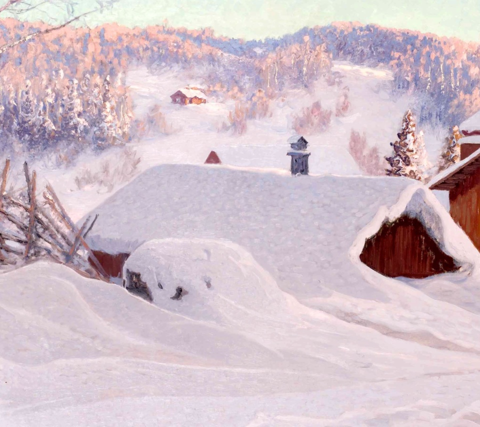 Das Anshelm Schultzberg Winter Landscape Wallpaper 960x854