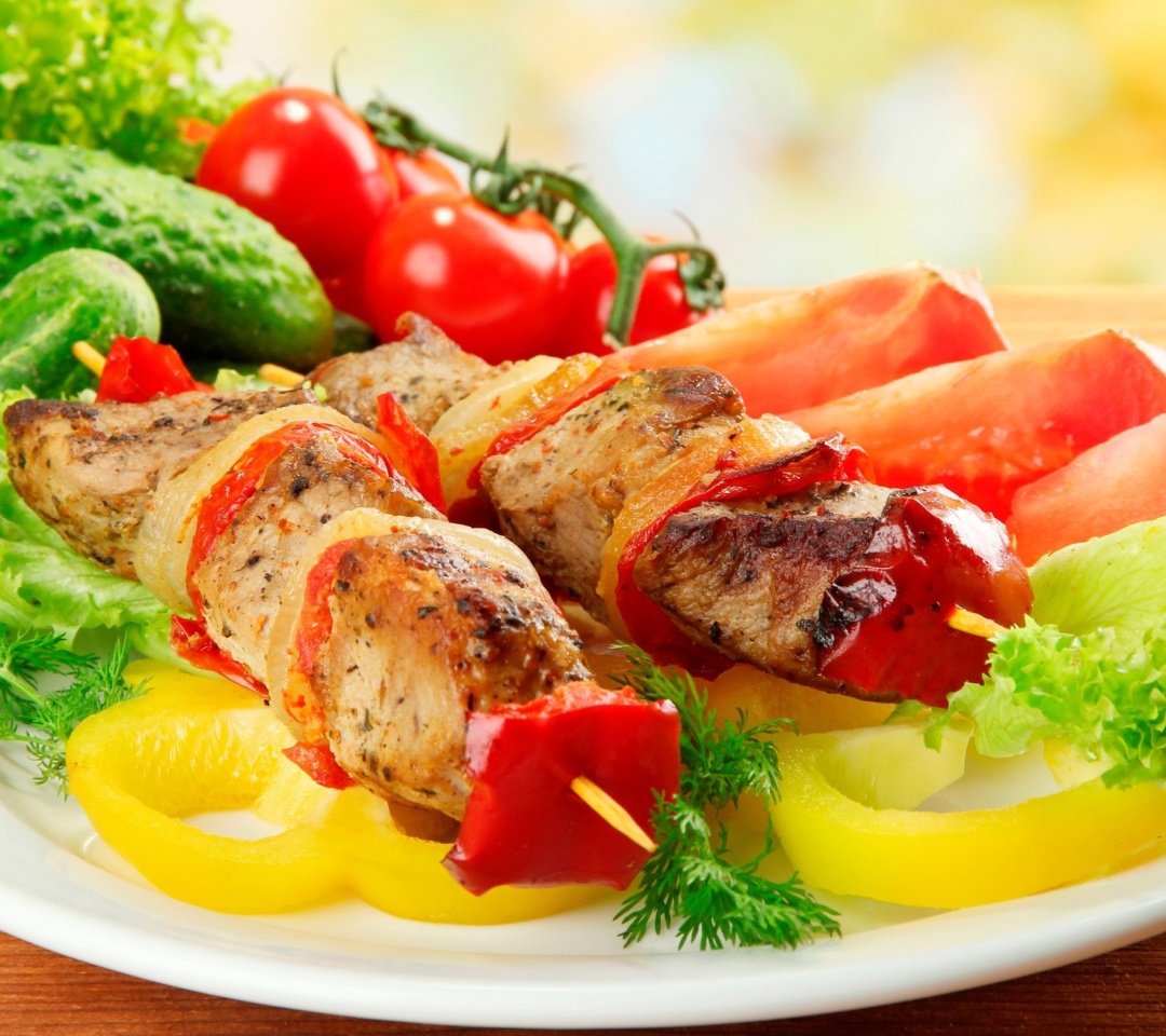 Sfondi Shish kebab from pork recipe 1080x960