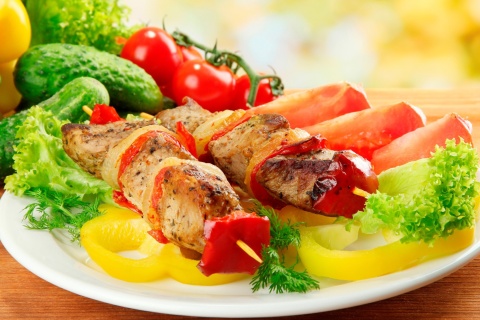 Shish kebab from pork recipe wallpaper 480x320