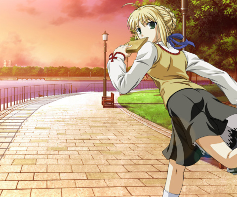 Screenshot №1 pro téma Fate stay night Saber Anime 480x400