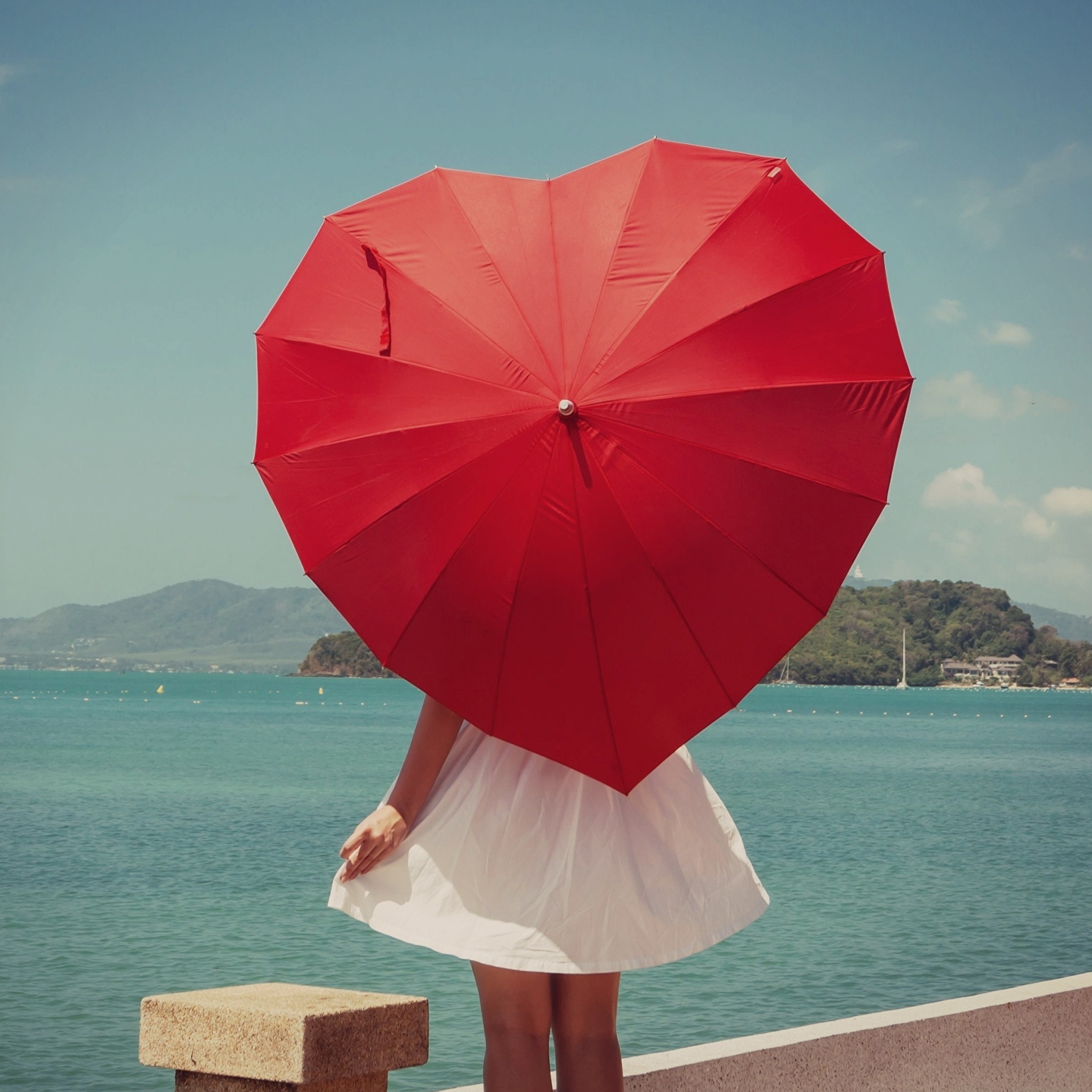 Red Heart Umbrella wallpaper 2048x2048