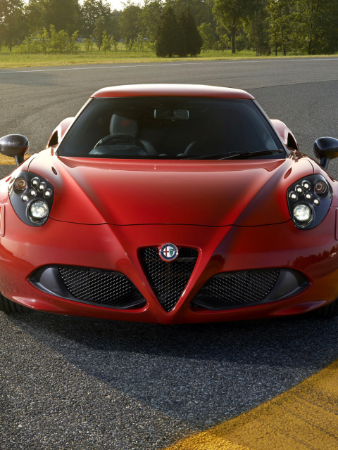 Обои Alfa Romeo 4C Front View 480x640