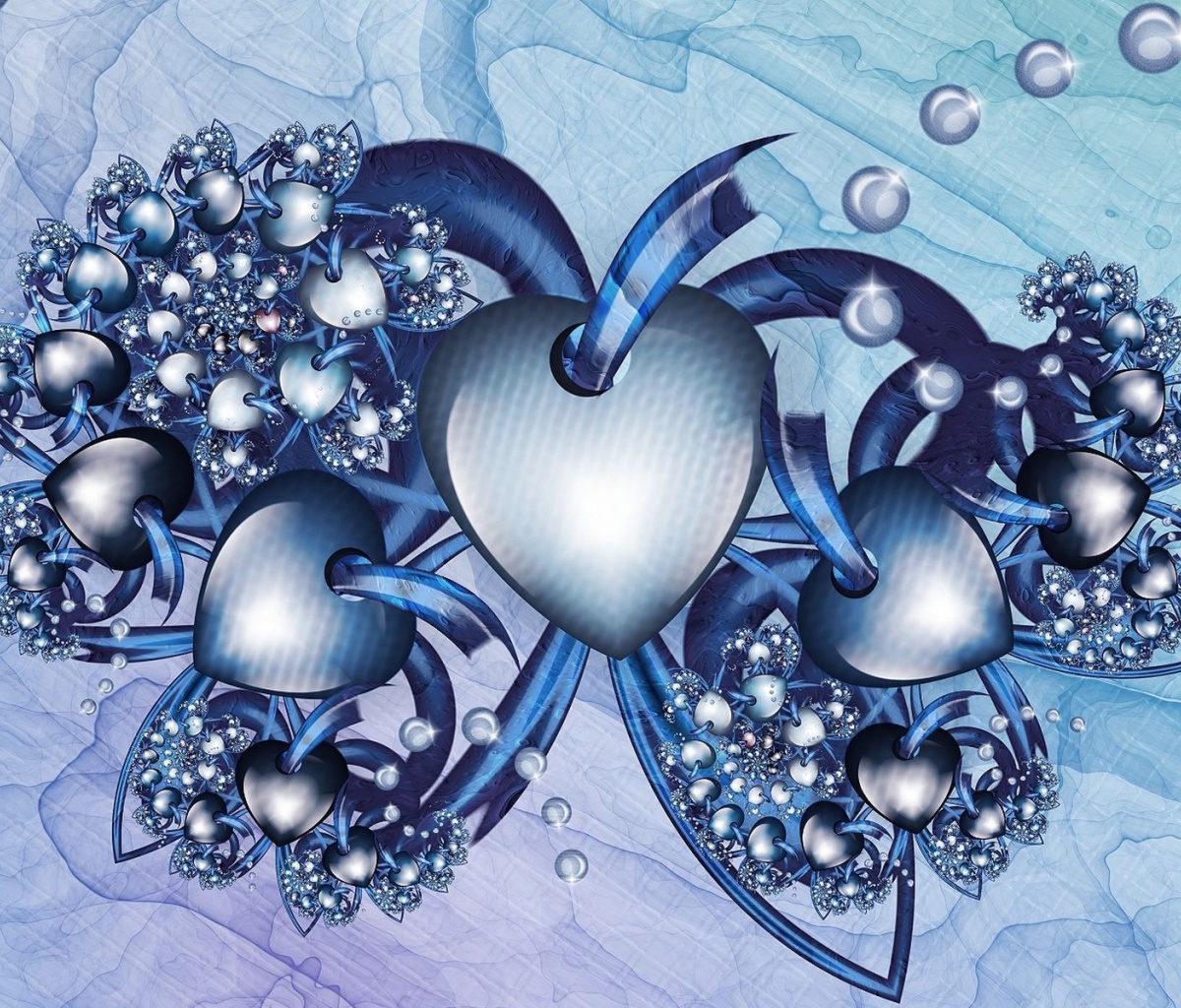 Das Fractal Hearts Wallpaper 1200x1024