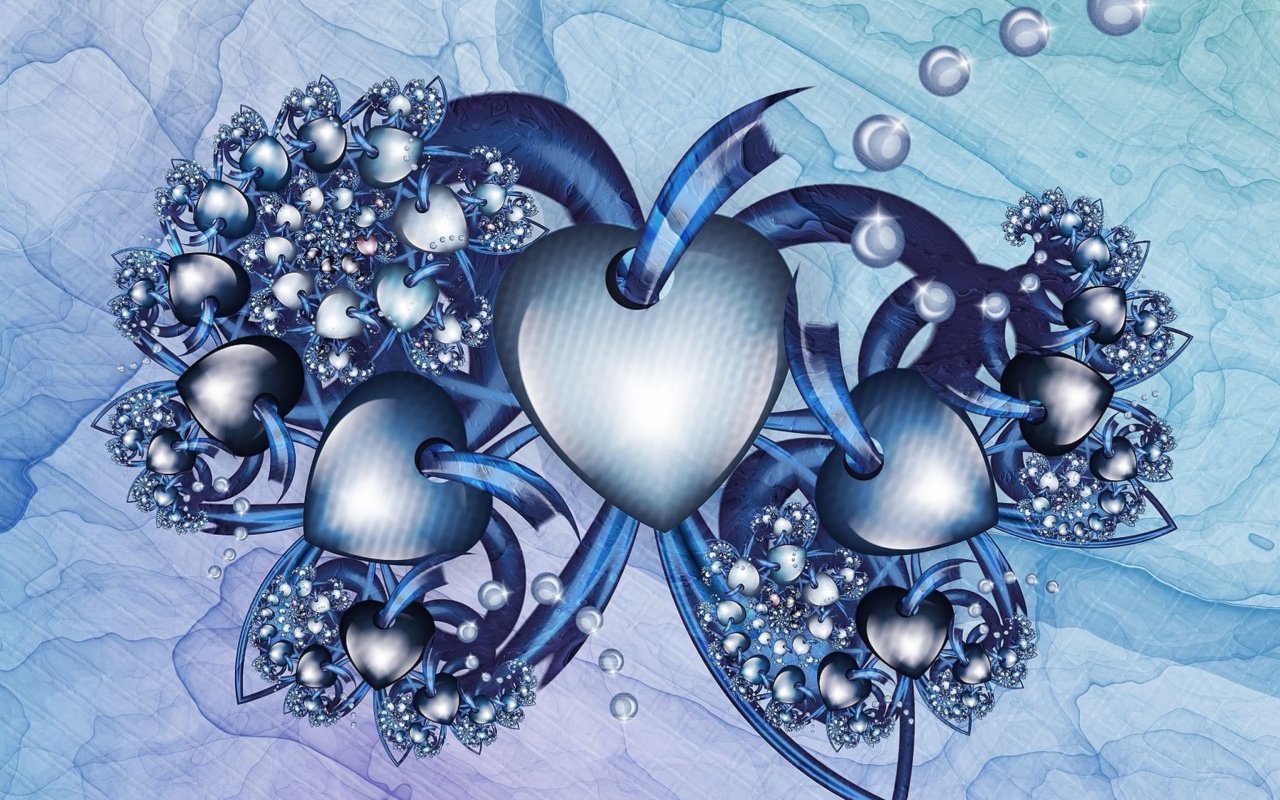 Das Fractal Hearts Wallpaper 1280x800