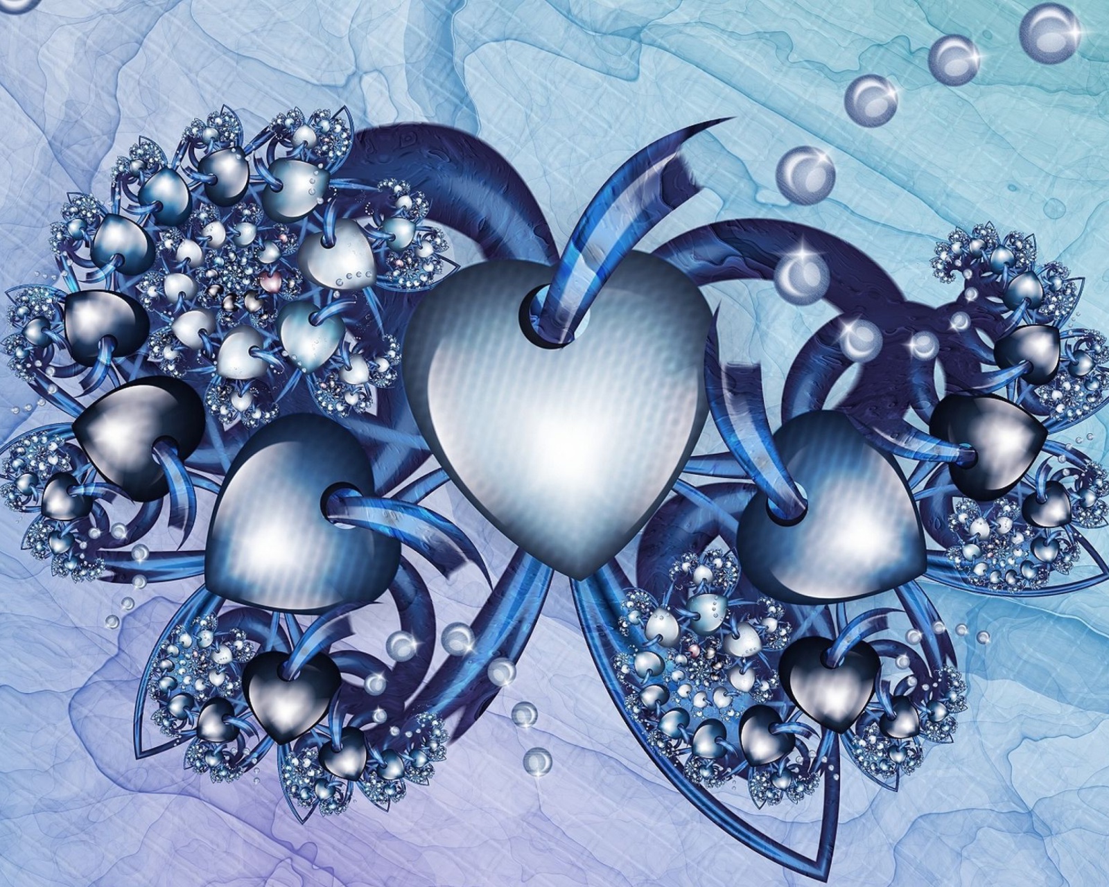 Das Fractal Hearts Wallpaper 1600x1280