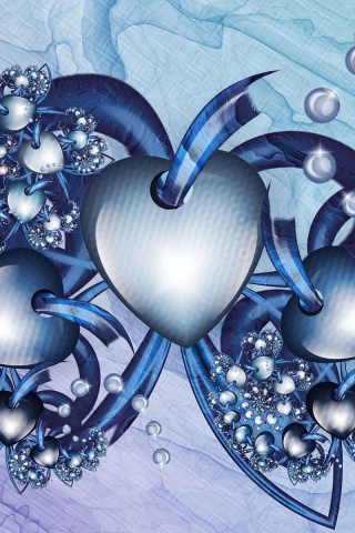 Das Fractal Hearts Wallpaper 320x480