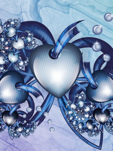 Das Fractal Hearts Wallpaper 480x640