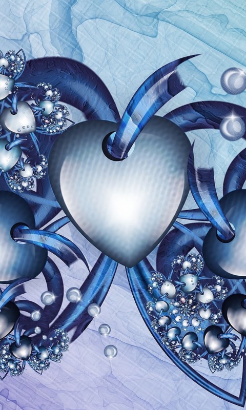 Fractal Hearts wallpaper 480x800