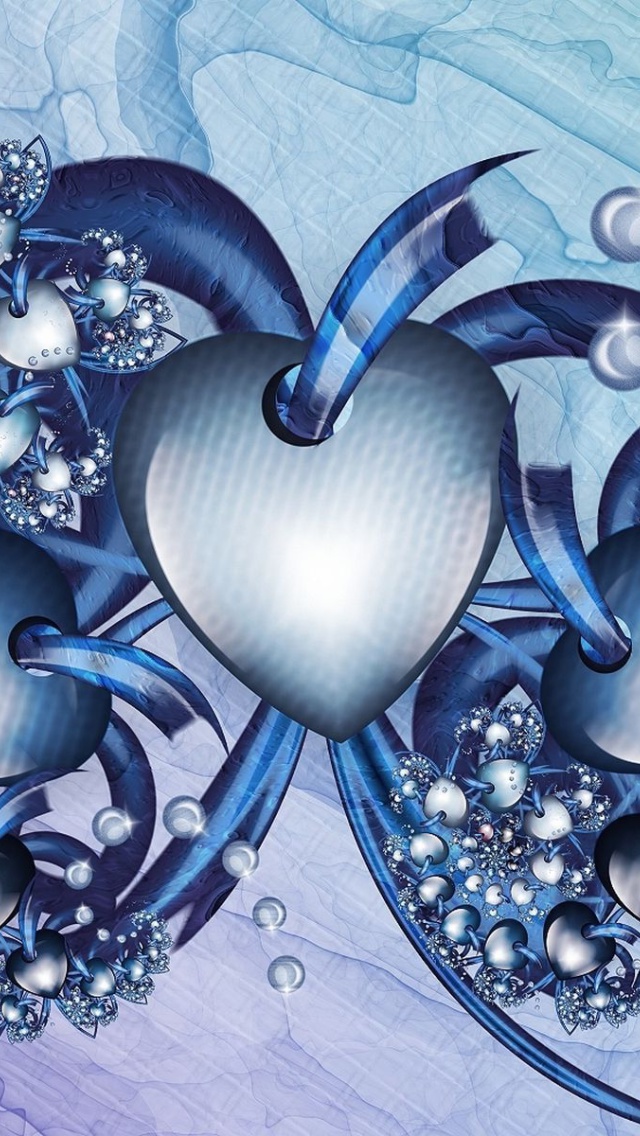 Das Fractal Hearts Wallpaper 640x1136