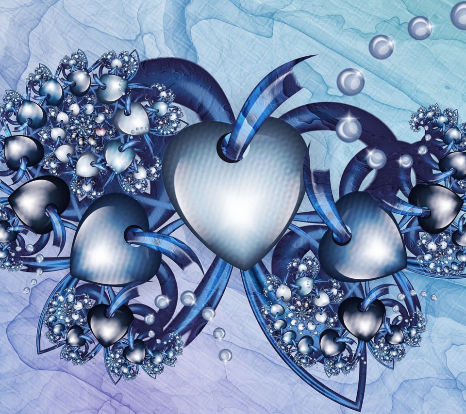 Das Fractal Hearts Wallpaper 960x854