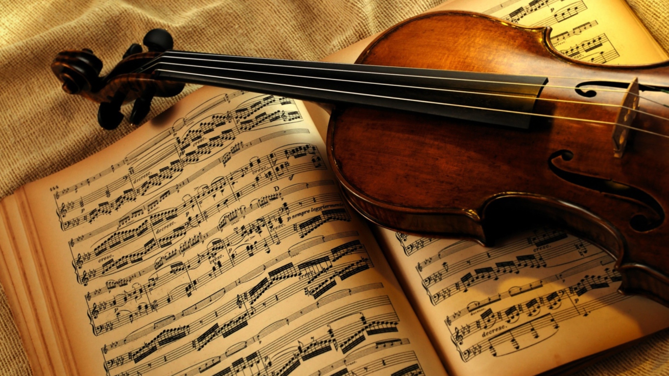 Sfondi Violin And Notes 1366x768