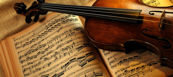 Sfondi Violin And Notes 720x320