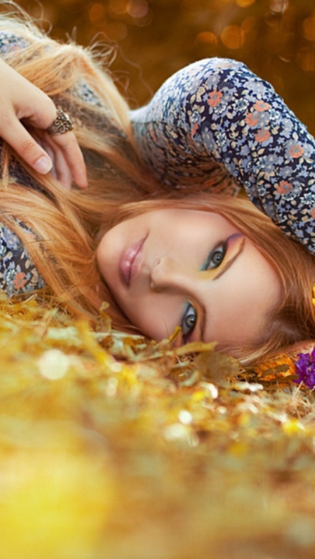 Romantic Girl With Flowers wallpaper 640x1136