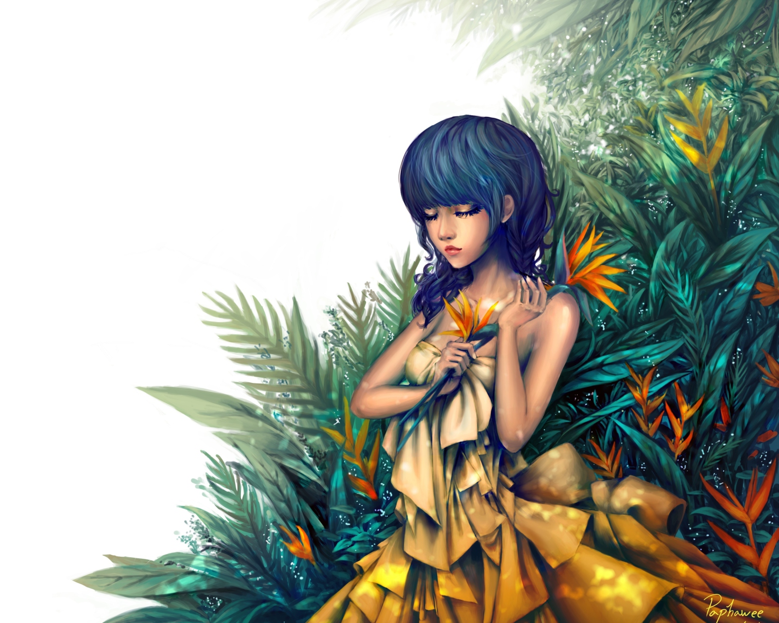 Screenshot №1 pro téma Girl In Yellow Dress Painting 1600x1280