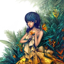 Girl In Yellow Dress Painting wallpaper 208x208