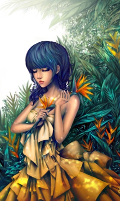 Girl In Yellow Dress Painting wallpaper 240x400