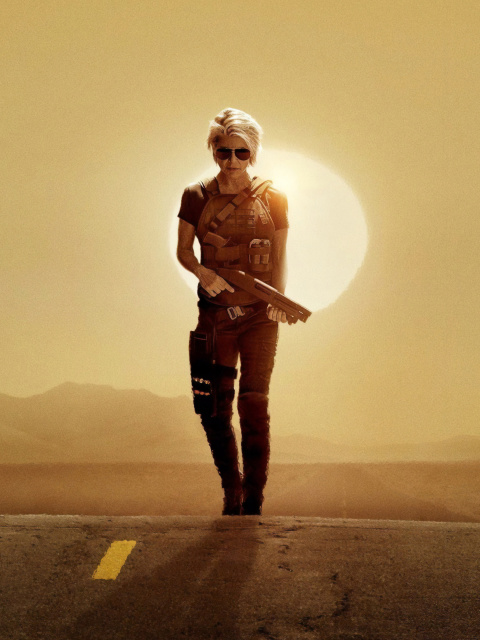 Fondo de pantalla Linda Hamilton Terminator Dark Fate 480x640