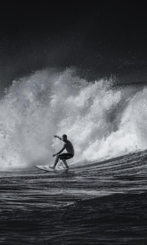 Black And White Surfing wallpaper 480x800