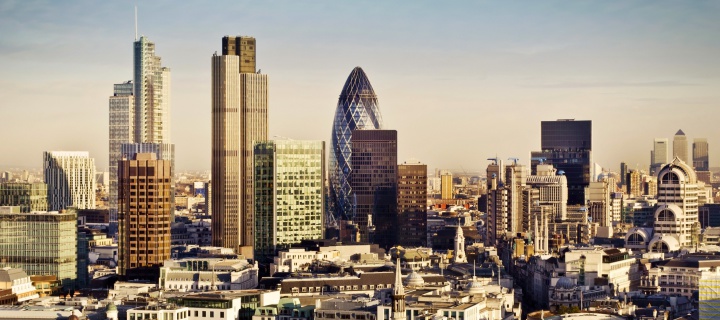 Das London Skyscraper District with 30 St Mary Axe Wallpaper 720x320