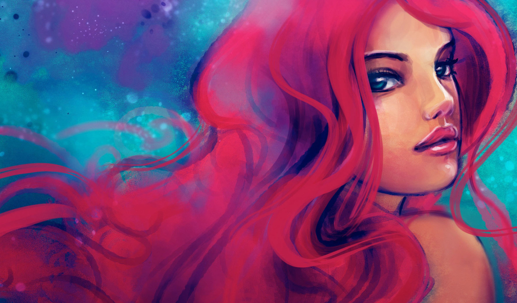Sfondi Redhead Girl Painting 1024x600