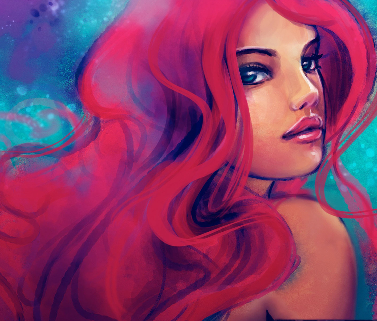 Screenshot №1 pro téma Redhead Girl Painting 1200x1024