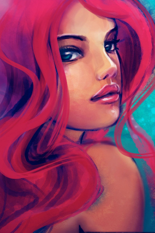 Das Redhead Girl Painting Wallpaper 320x480