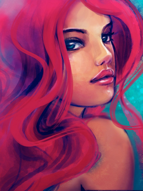 Das Redhead Girl Painting Wallpaper 480x640