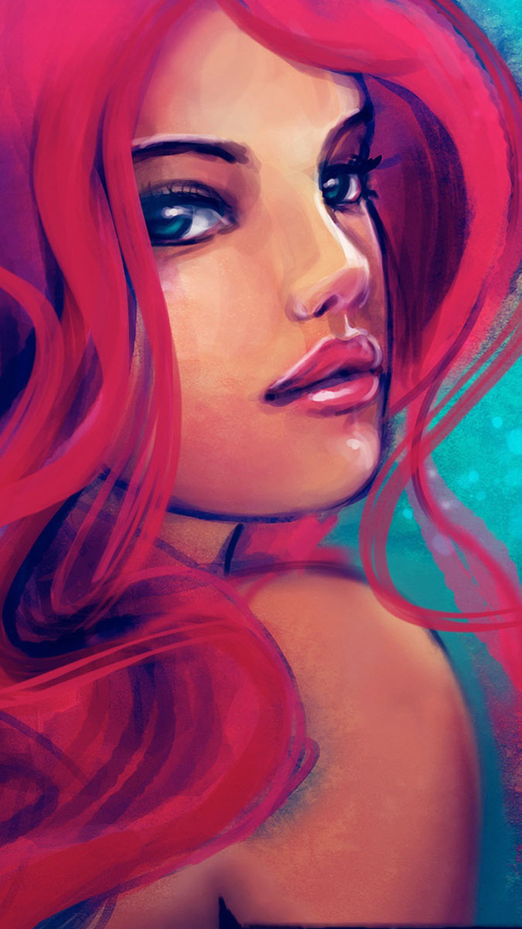 Sfondi Redhead Girl Painting 750x1334