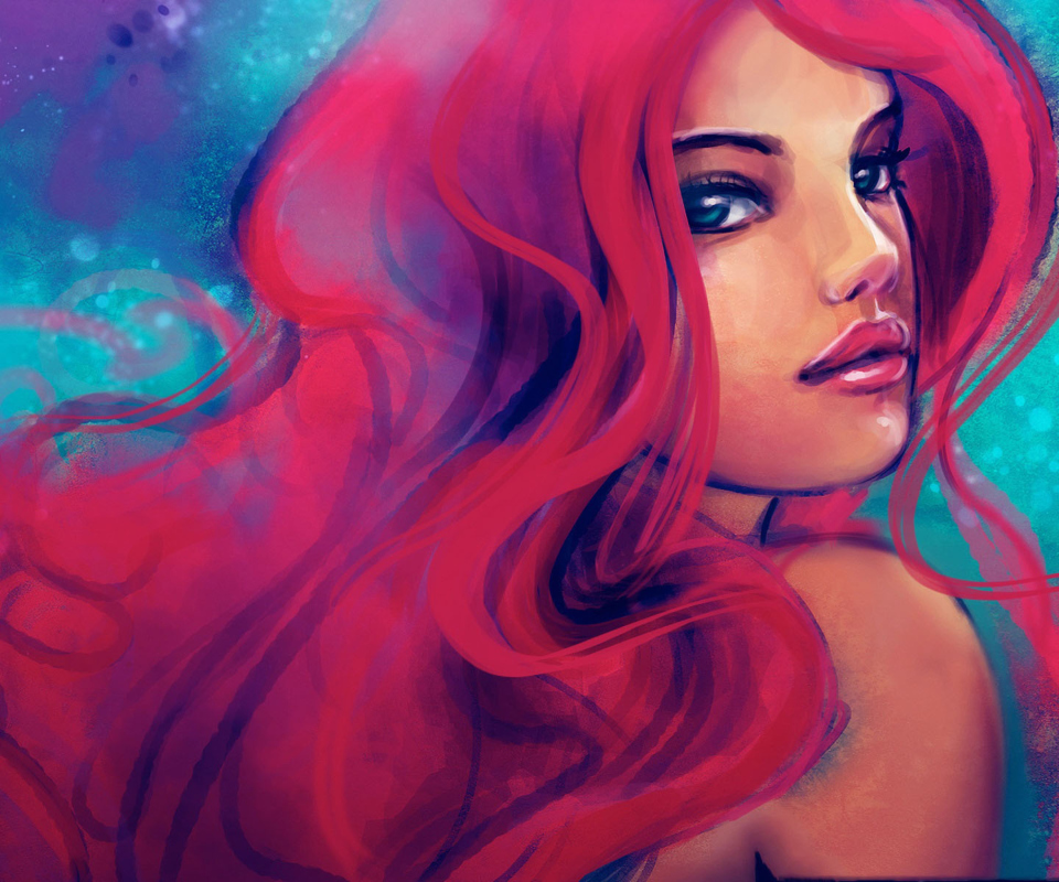 Обои Redhead Girl Painting 960x800
