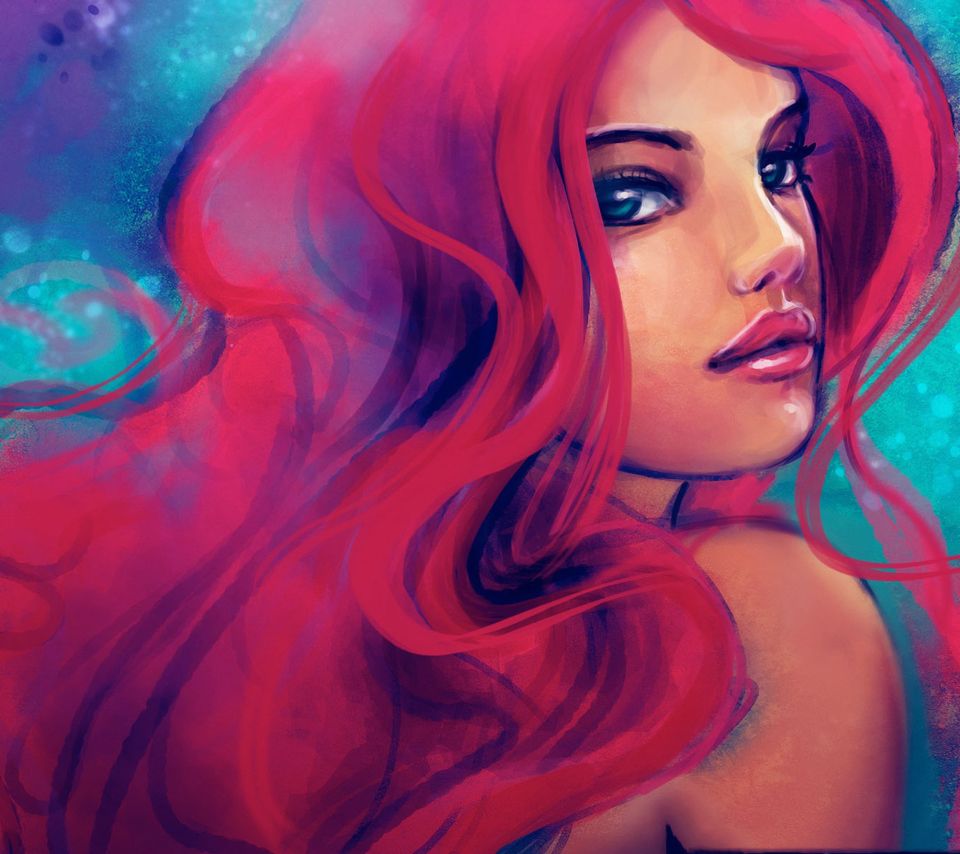Das Redhead Girl Painting Wallpaper 960x854