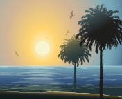 Fondo de pantalla Sunset Behind Palm Trees Drawing 176x144