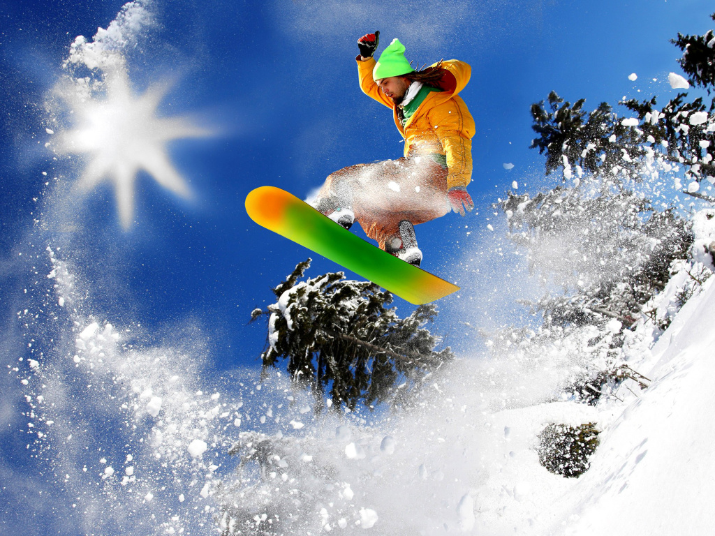 Fondo de pantalla Snowboard Freeride 1024x768