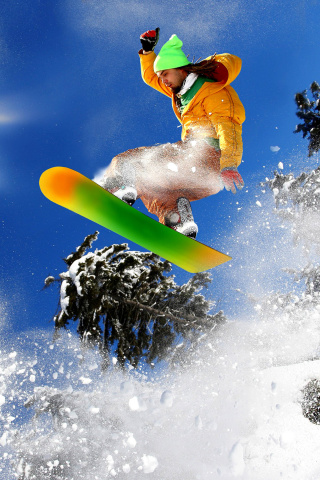 Das Snowboard Freeride Wallpaper 320x480