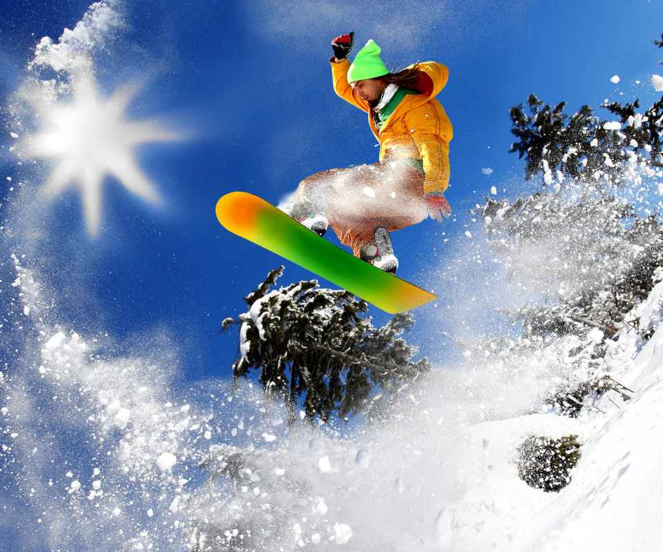 Das Snowboard Freeride Wallpaper 960x800