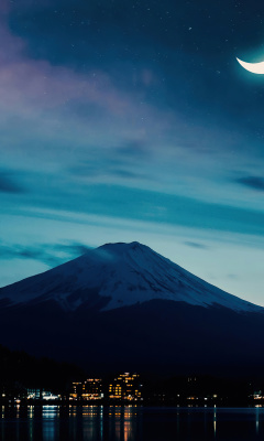 Fondo de pantalla Mount Fuji Night Photo 240x400