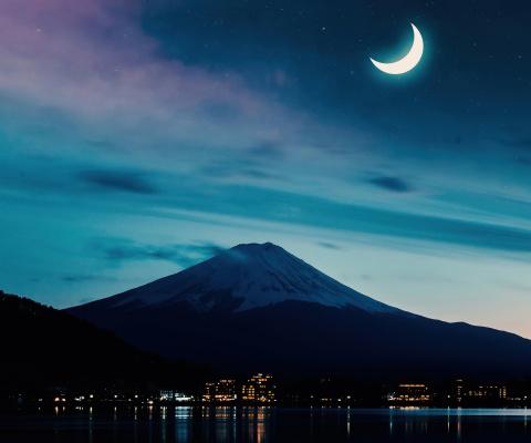 Mount Fuji Night Photo wallpaper 480x400