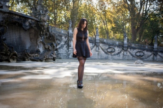 Stockings brunette in puddle Picture for Android, iPhone and iPad