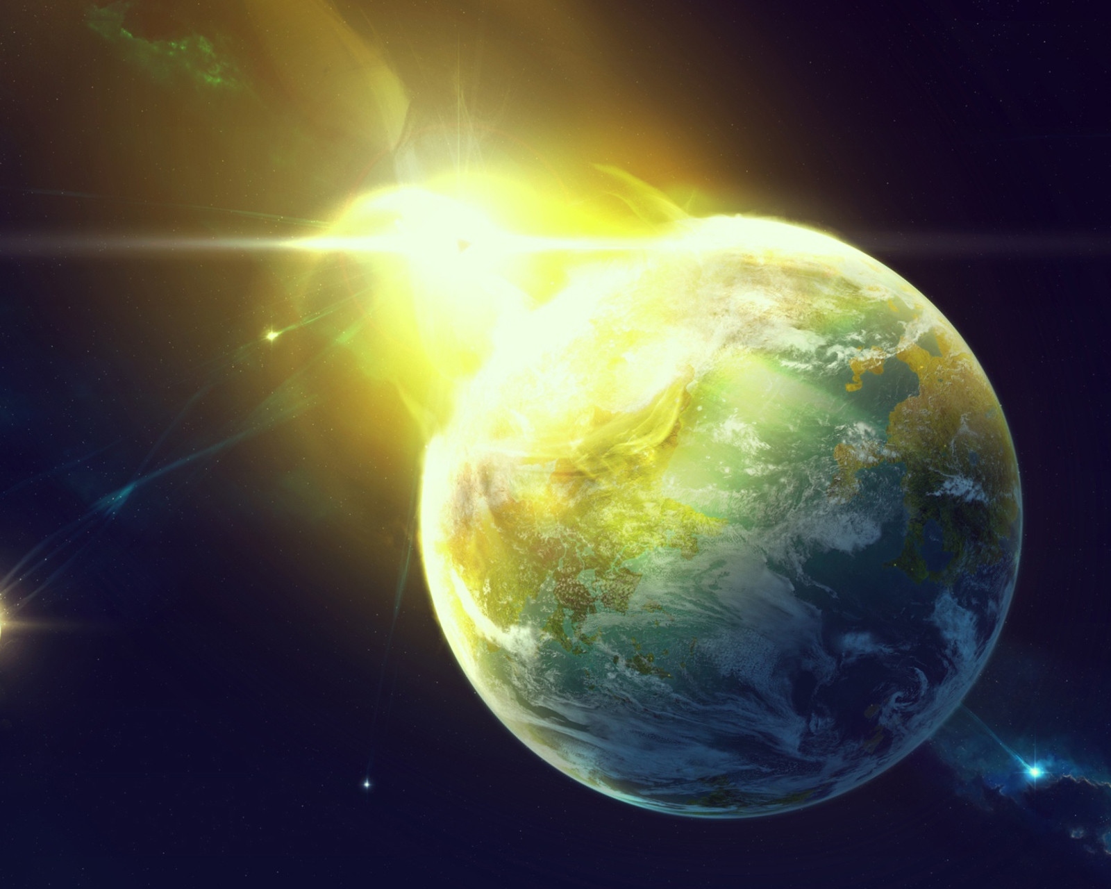 Das Giant Planet Yellow Light Explosion Wallpaper 1600x1280