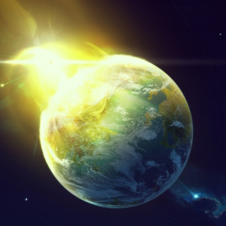 Giant Planet Yellow Light Explosion sfondi gratuiti per iPad mini