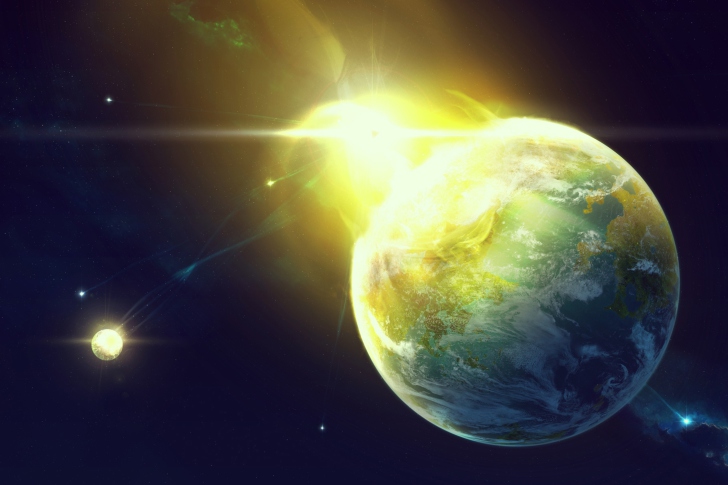 Fondo de pantalla Giant Planet Yellow Light Explosion