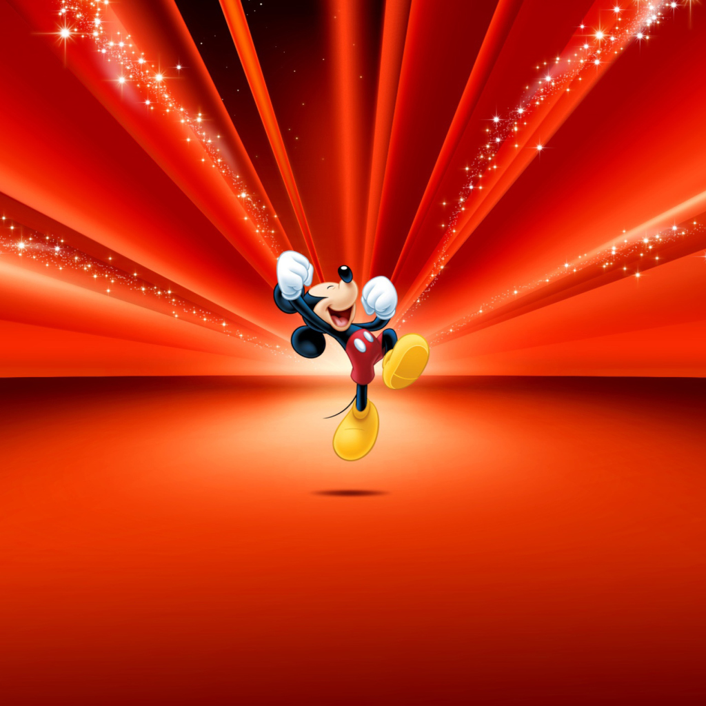 Обои Mickey Mouse Disney Red Wallpaper 1024x1024