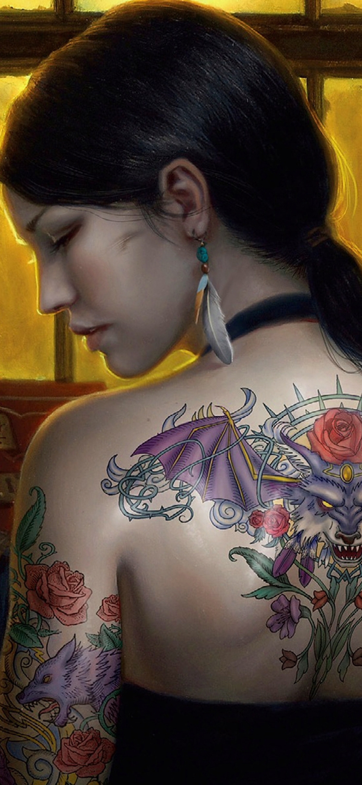 Tattooed Girl wallpaper 1170x2532