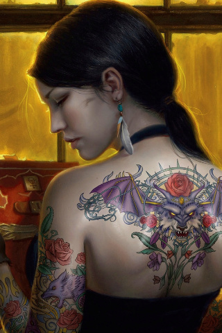 Tattooed Girl wallpaper 320x480