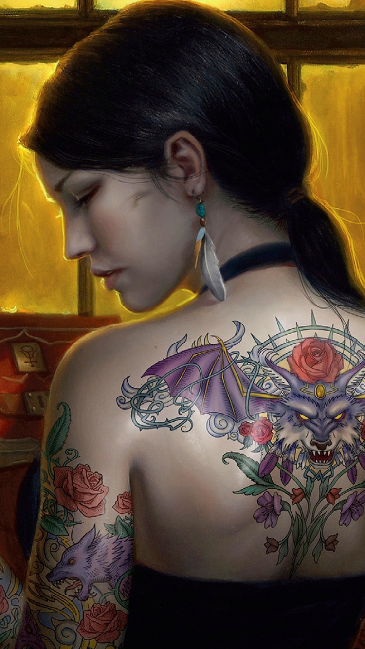 Tattooed Girl wallpaper 750x1334