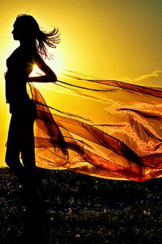 Girl In Sunrise wallpaper 320x480